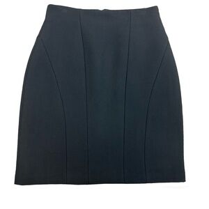 Tara Jarmon black wool stretchy bodycon bandage mini skirt Sz M